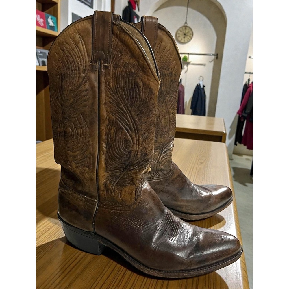 Abilene Brown Leather Cowboy Boots Men's Country Style‎ Western Rodeo Size 8.5